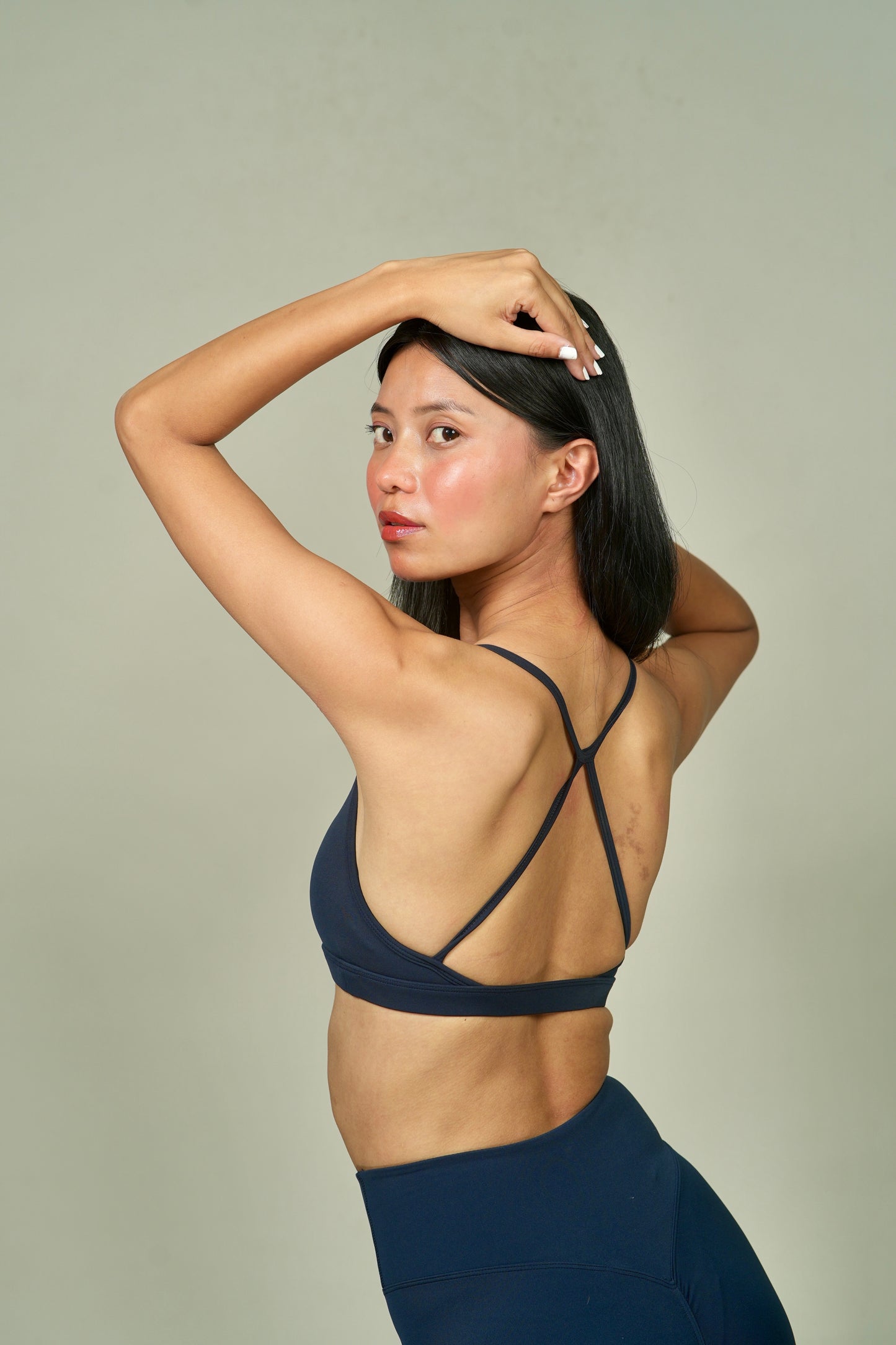 Criss-Cross Back Sports Bra - Dark blue