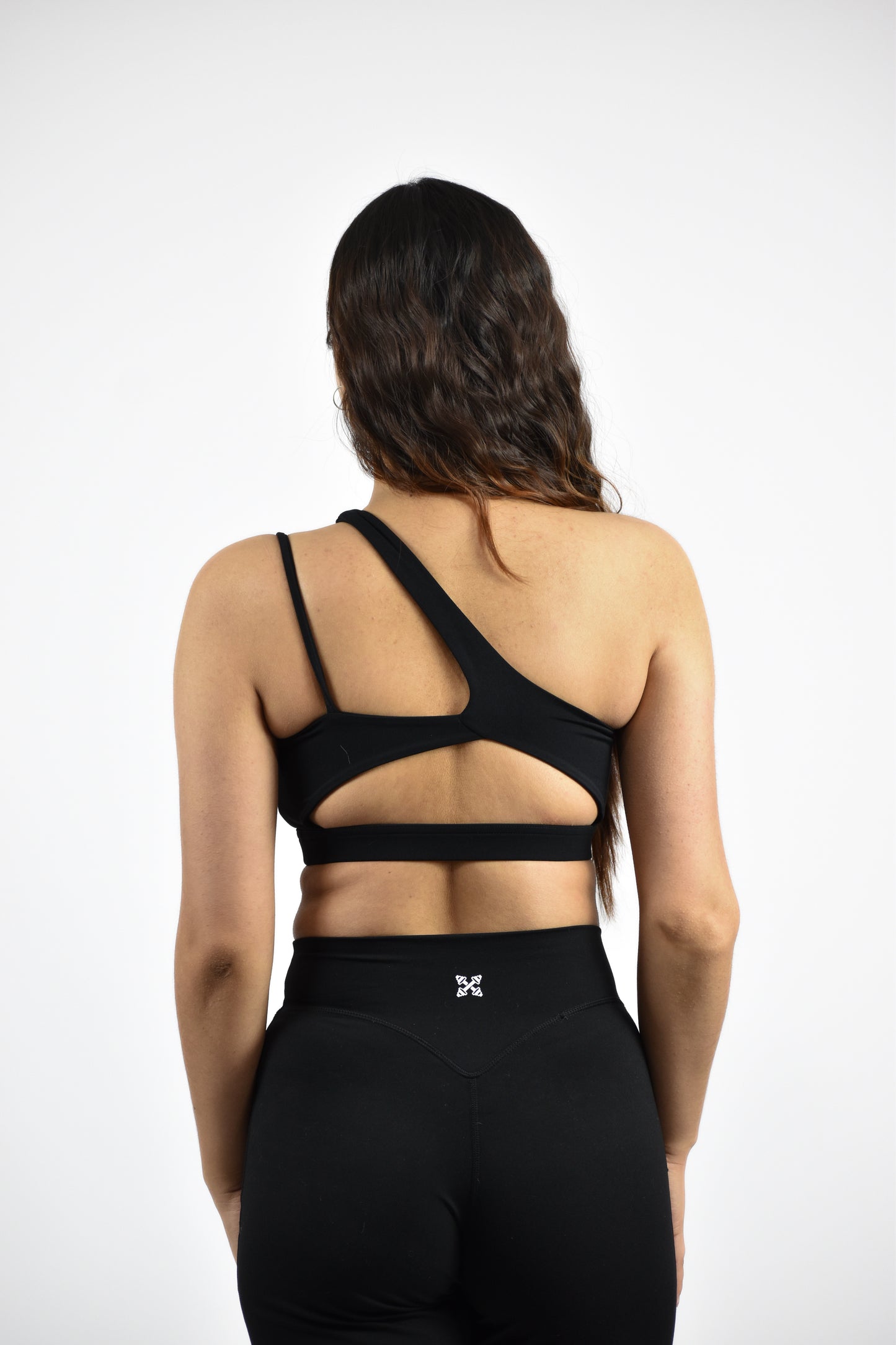 Seamless one Shoulder Gym Crop Top - Black
