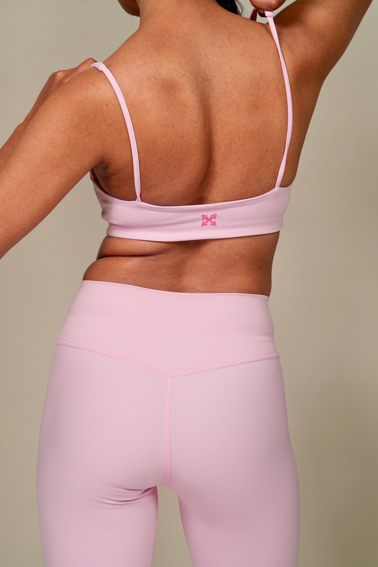 Heart Neck Sports Bra - Baby Pink