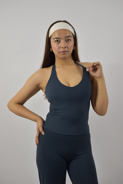 Halter Neck Longline Cami Top - Blueberry