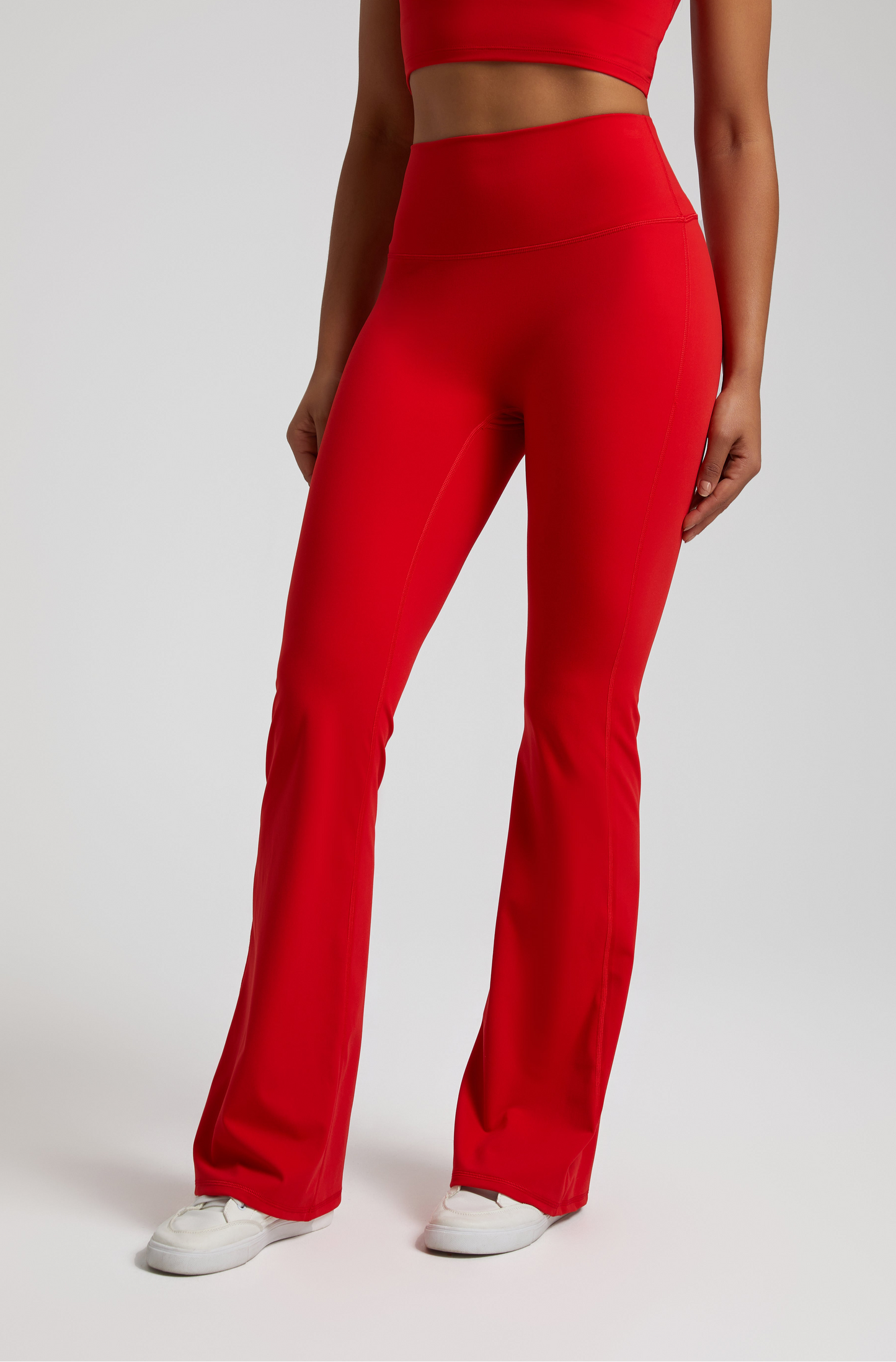High-Waisted Bootcut Leggings - Christmas Red