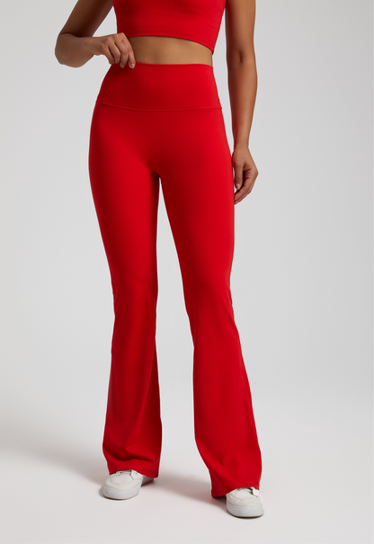 High-Waisted Bootcut Leggings - Christmas Red