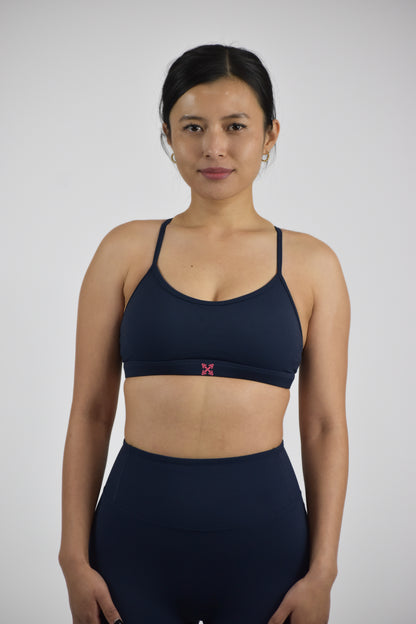 Criss-Cross Back Sports Bra - Dark blue