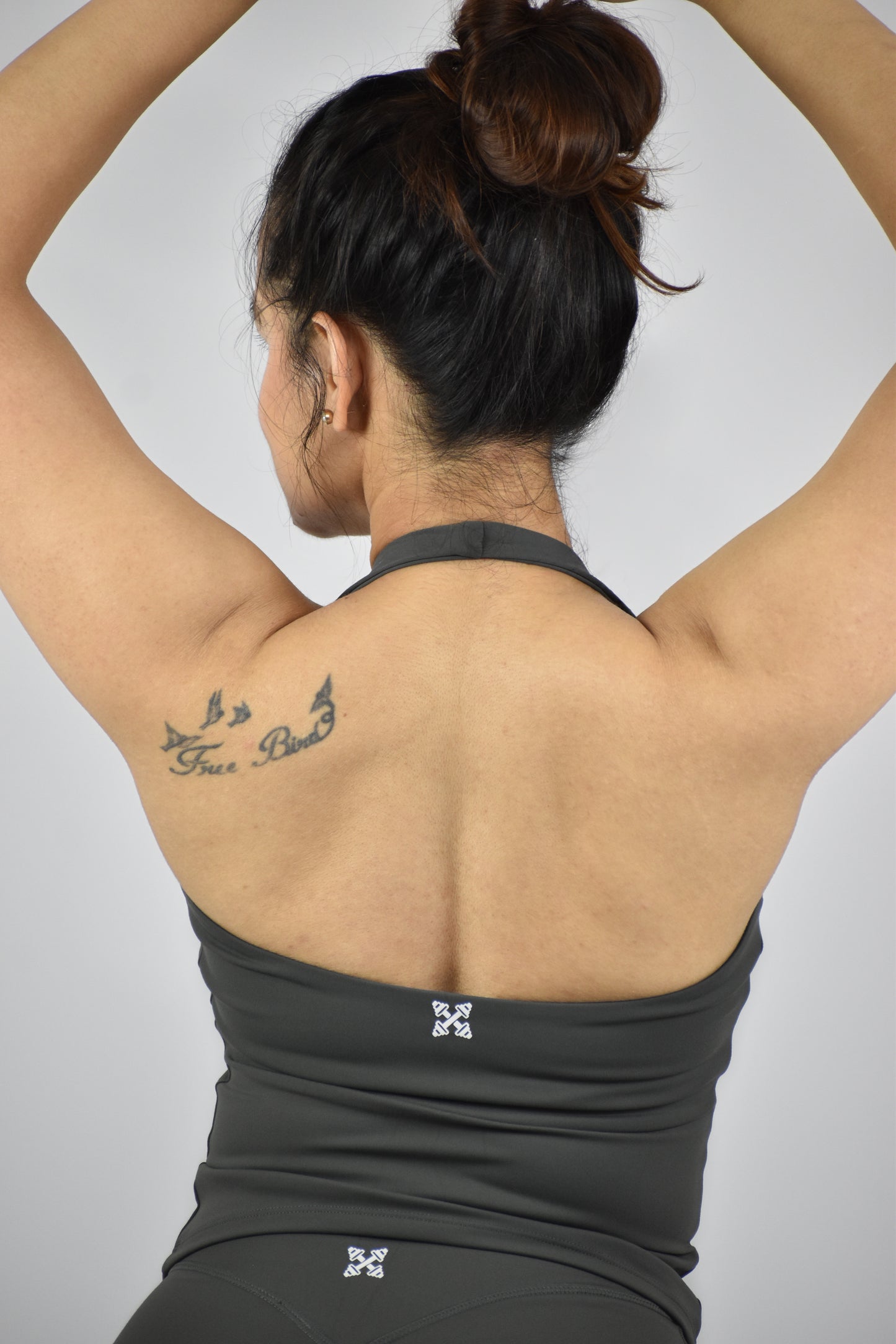 Halter Neck Longline Cami Top - Coal Grey