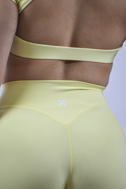Seamless Open Back Gym Crop Top - Butter Yellow
