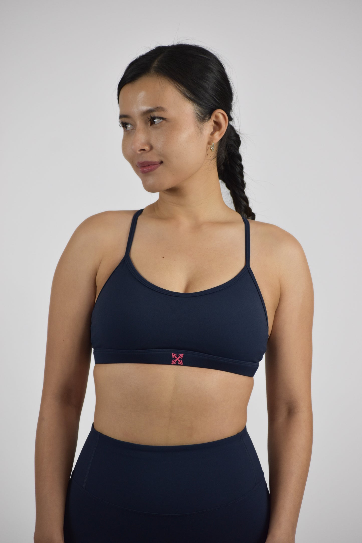 Criss-Cross Back Sports Bra - Dark blue