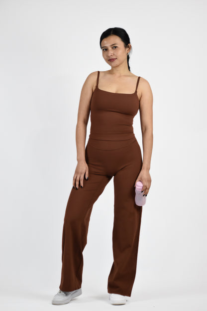 Strappy Scoop Neck top - Coffee Brown