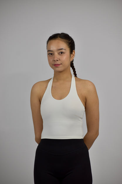Halter Neck Longline Cami Top - White