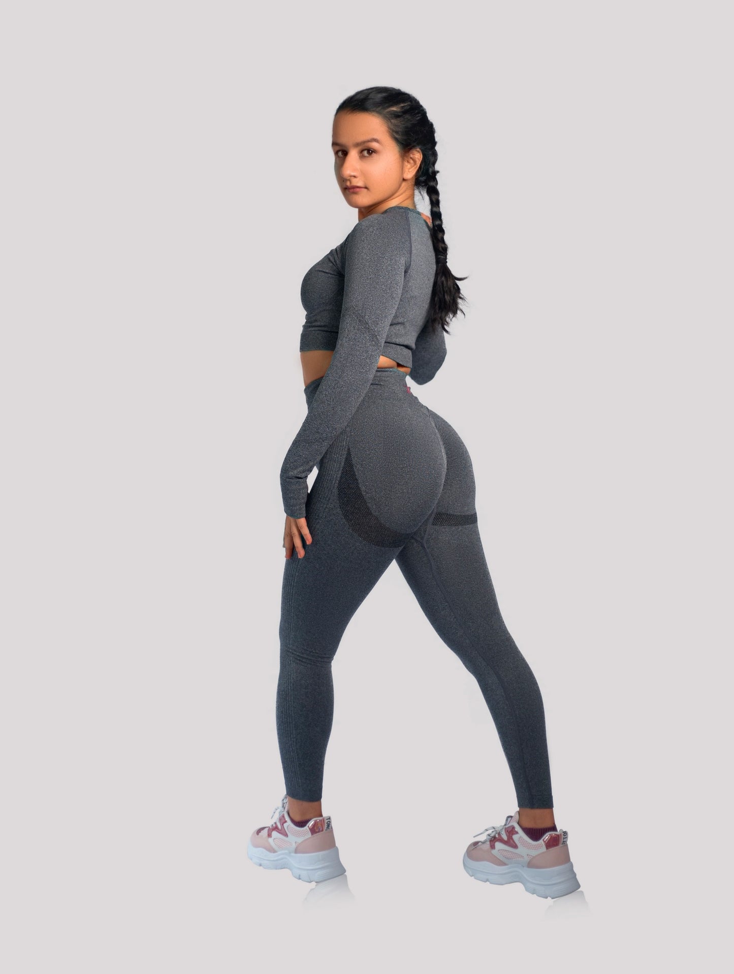 Seamless High-waisted Leggings - Dark Grey