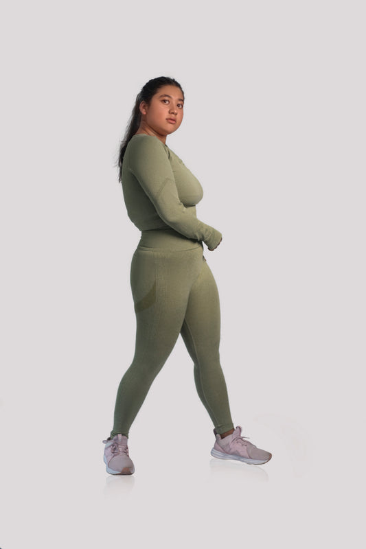 Seamless High-waisted Leggings - Light Green