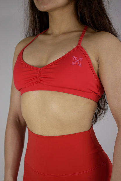 Ruched Minimal Sports Bra - Red