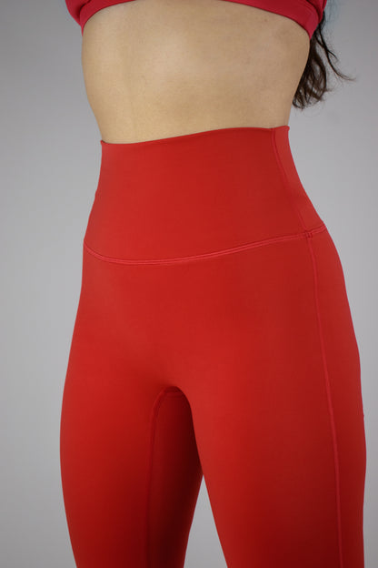 High-Waisted Bootcut Leggings - Christmas Red