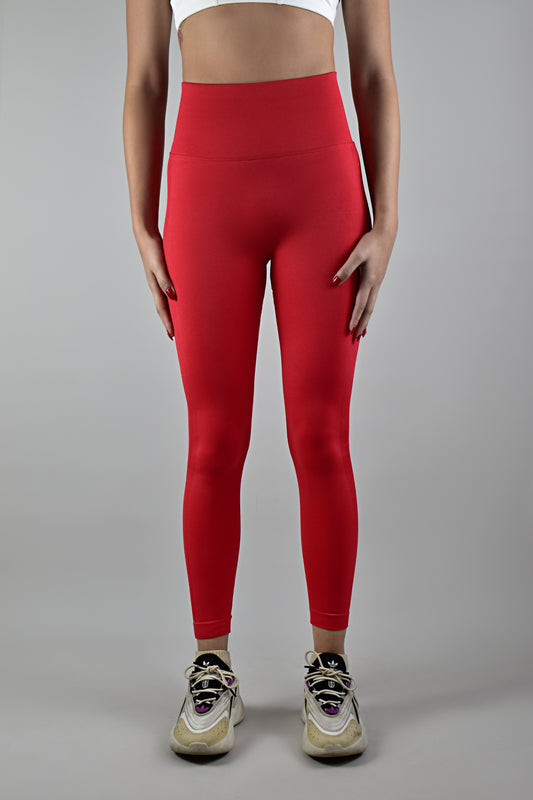 Seamless High-waisted Leggings - Red