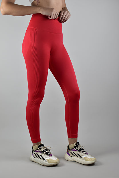 Seamless High-waisted Leggings - Red