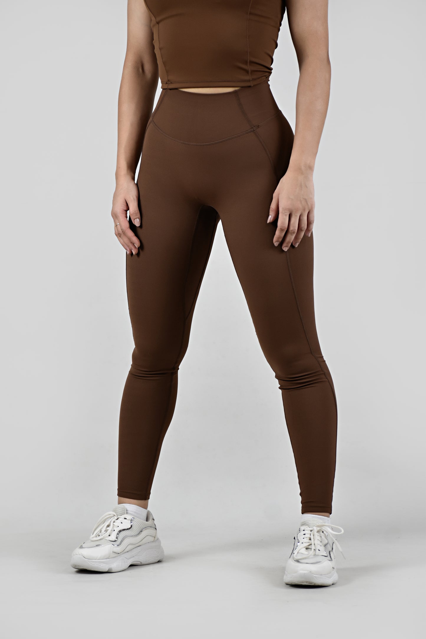 Effortless High Waisted Seamless Leggings - Coffee Brown