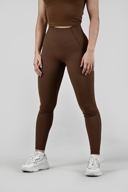 Effortless High Waisted Seamless Leggings - Coffee Brown