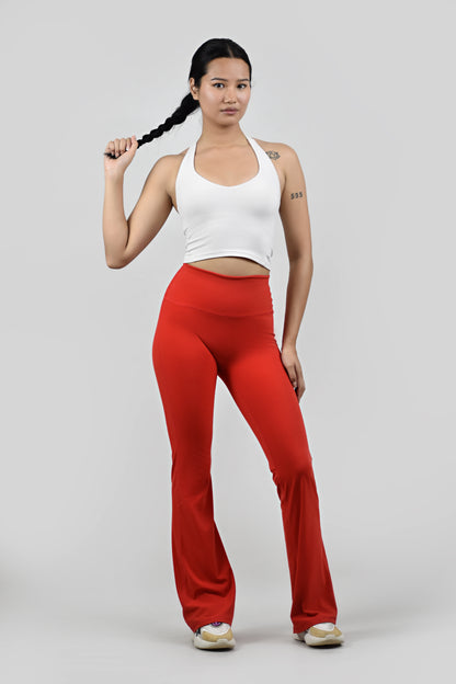 High-Waisted Bootcut Leggings - Christmas Red