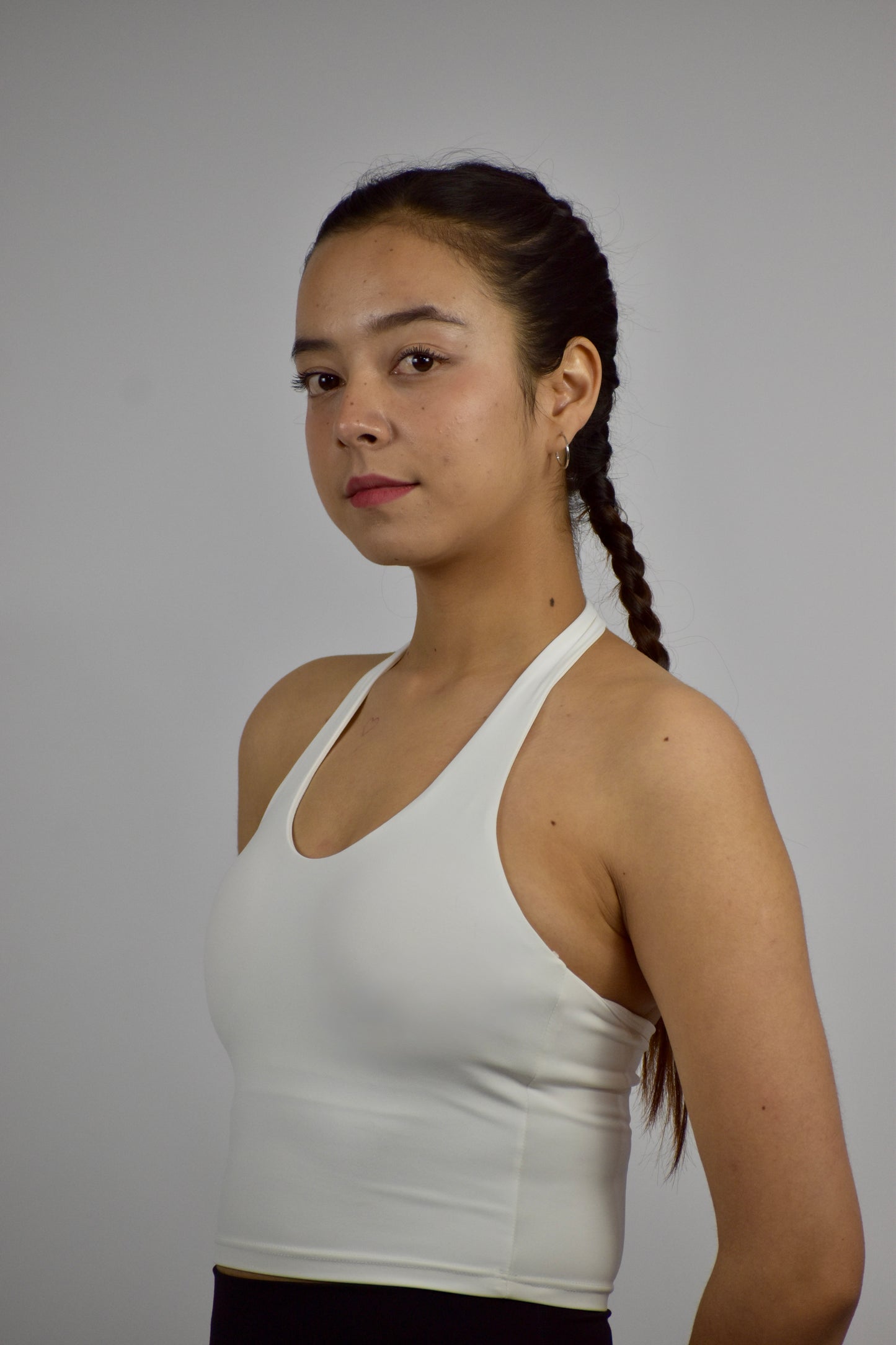 Halter Neck Longline Cami Top - White