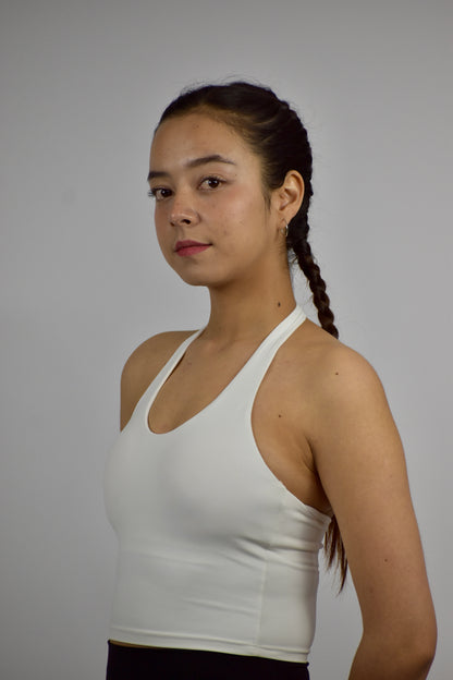 Halter Neck Longline Cami Top - White