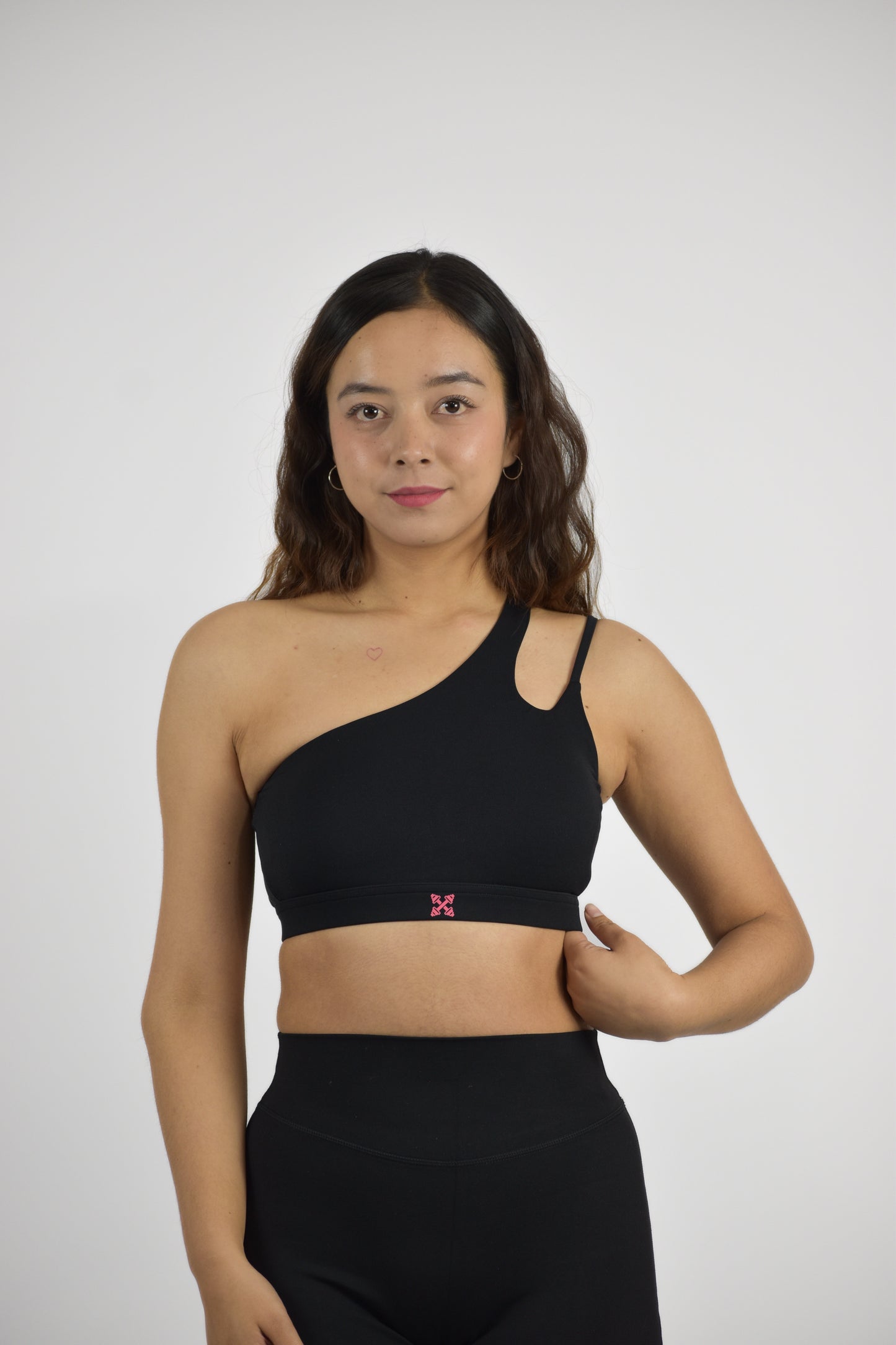 Seamless one Shoulder Gym Crop Top - Black