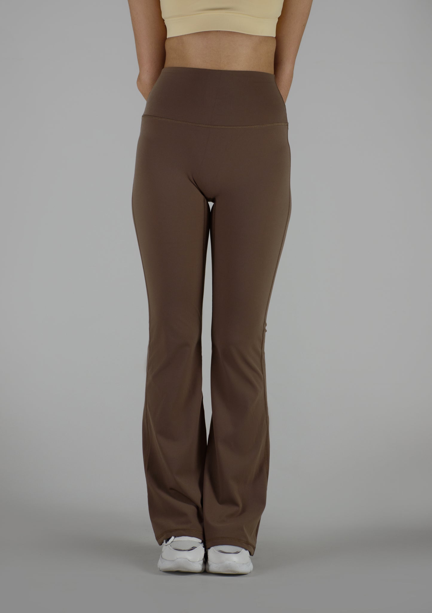 High-Waisted Bootcut Leggings - Brown