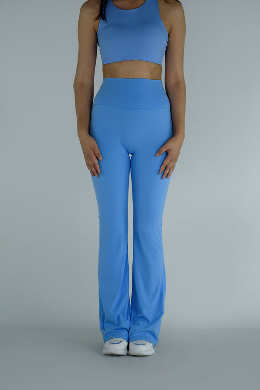 High-Waisted Bootcut Leggings - Sky Blue