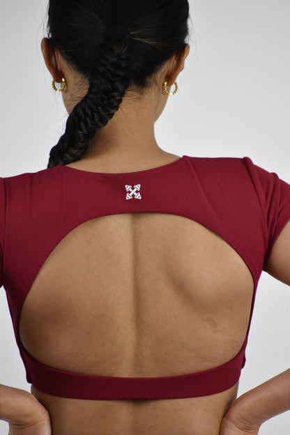 Seamless Open Back Gym Crop Top - Red Rumba