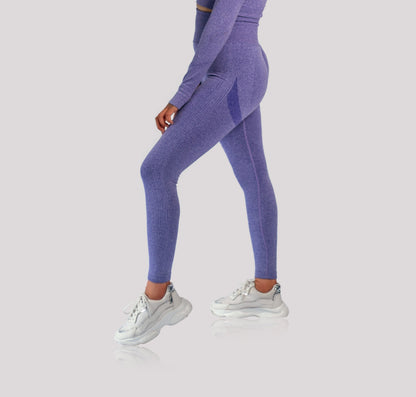 Seamless High-waisted Leggings - Dark Purple