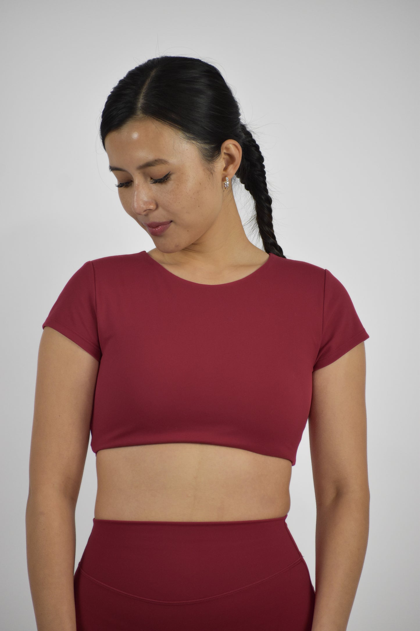 Seamless Open Back Gym Crop Top - Red Rumba