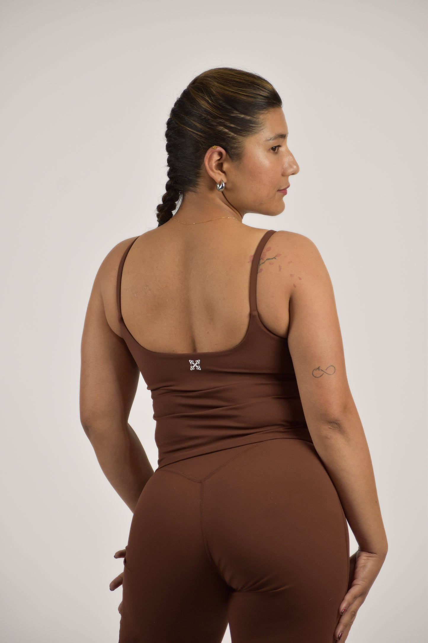 Strappy Scoop Neck top - Coffee Brown