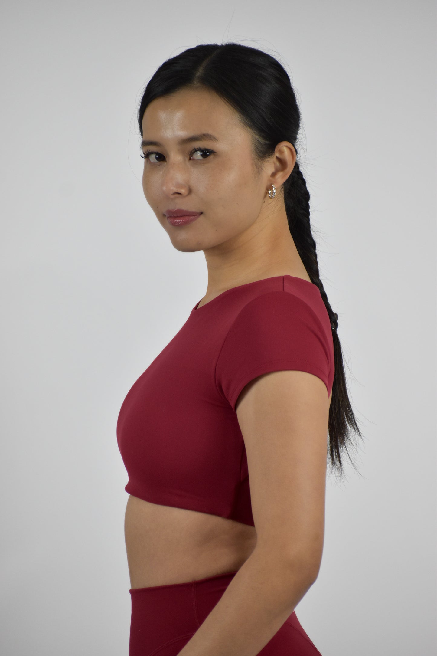 Seamless Open Back Gym Crop Top - Red Rumba