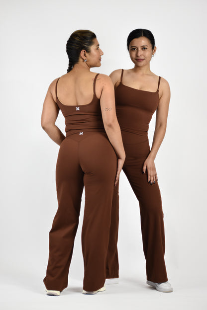 Strappy Scoop Neck top - Coffee Brown