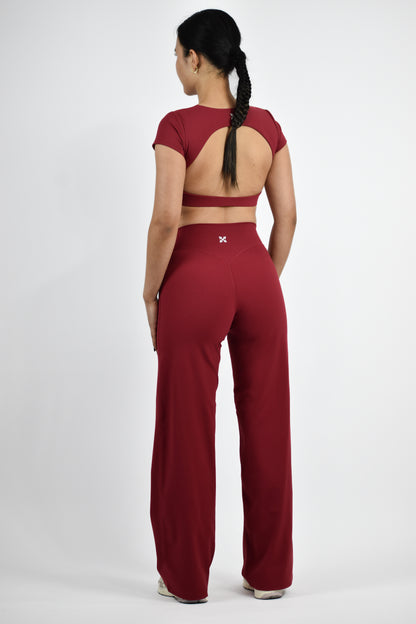 Seamless Open Back Gym Crop Top - Red Rumba